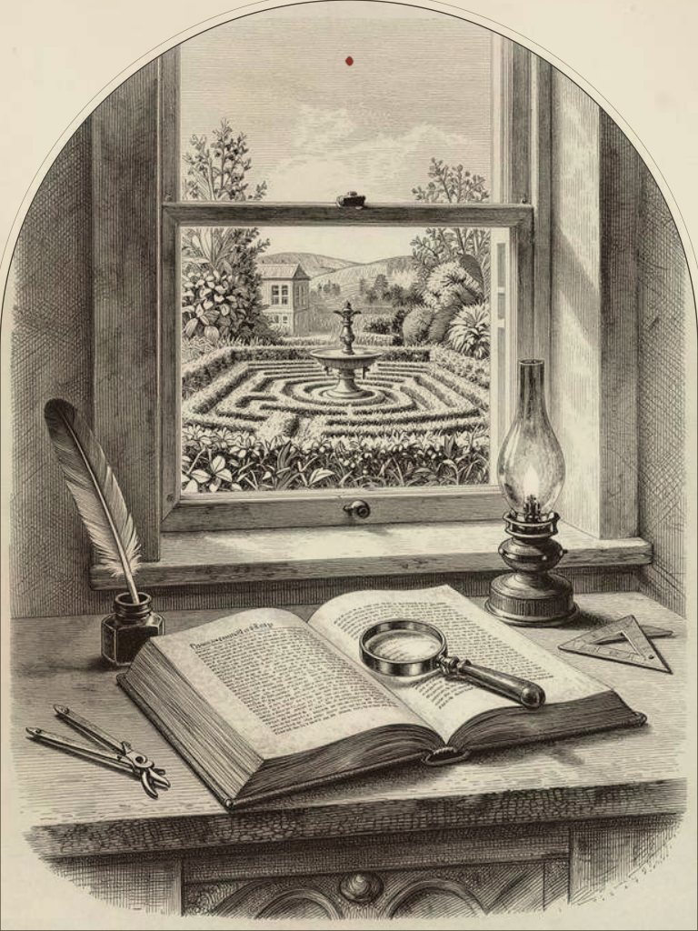 Liber apertus cum calamo et lucerna